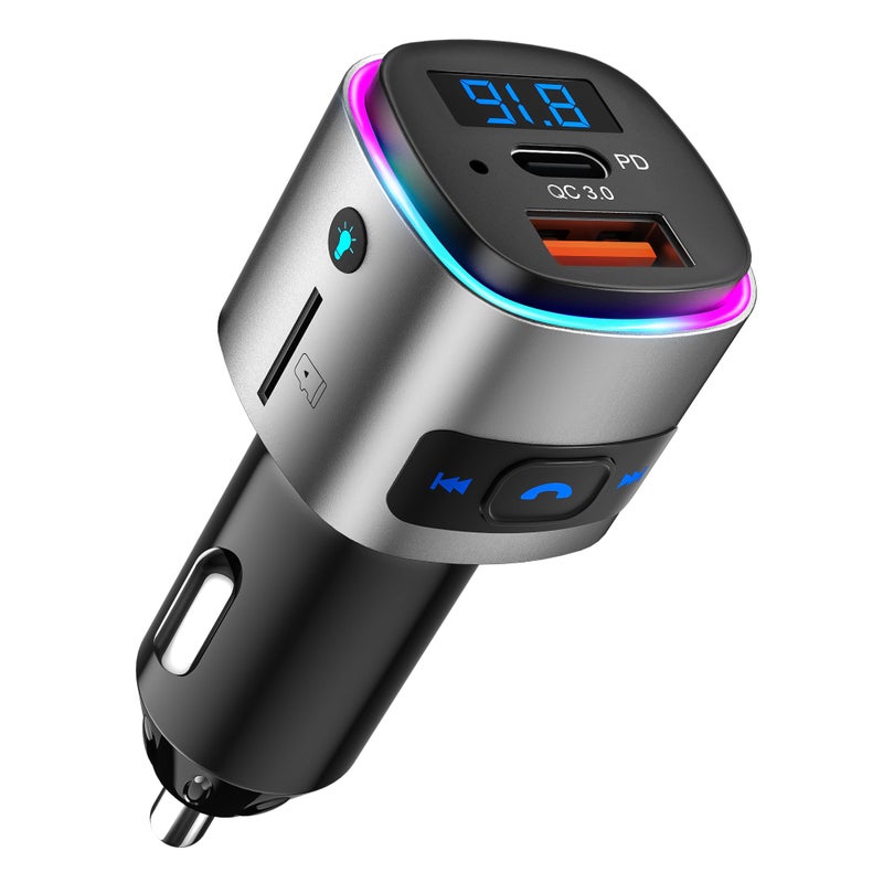 SONRU (Upgraded Version) FM Transmitter Bluetooth, SONRU Bluetooth Car Adapter [PD 30W & QC3.0 18W], Wireless FM Radio Transmitter, Hands-Free Calling, Siri Google Assistant, TF Card - Image 1